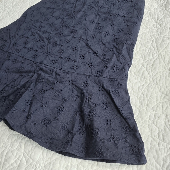 Ann Taylor Navy Eyelet Flounce Pencil Skirt Petite - Picture 9 of 10